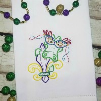 Mardi Gras Gator Embroidery Design